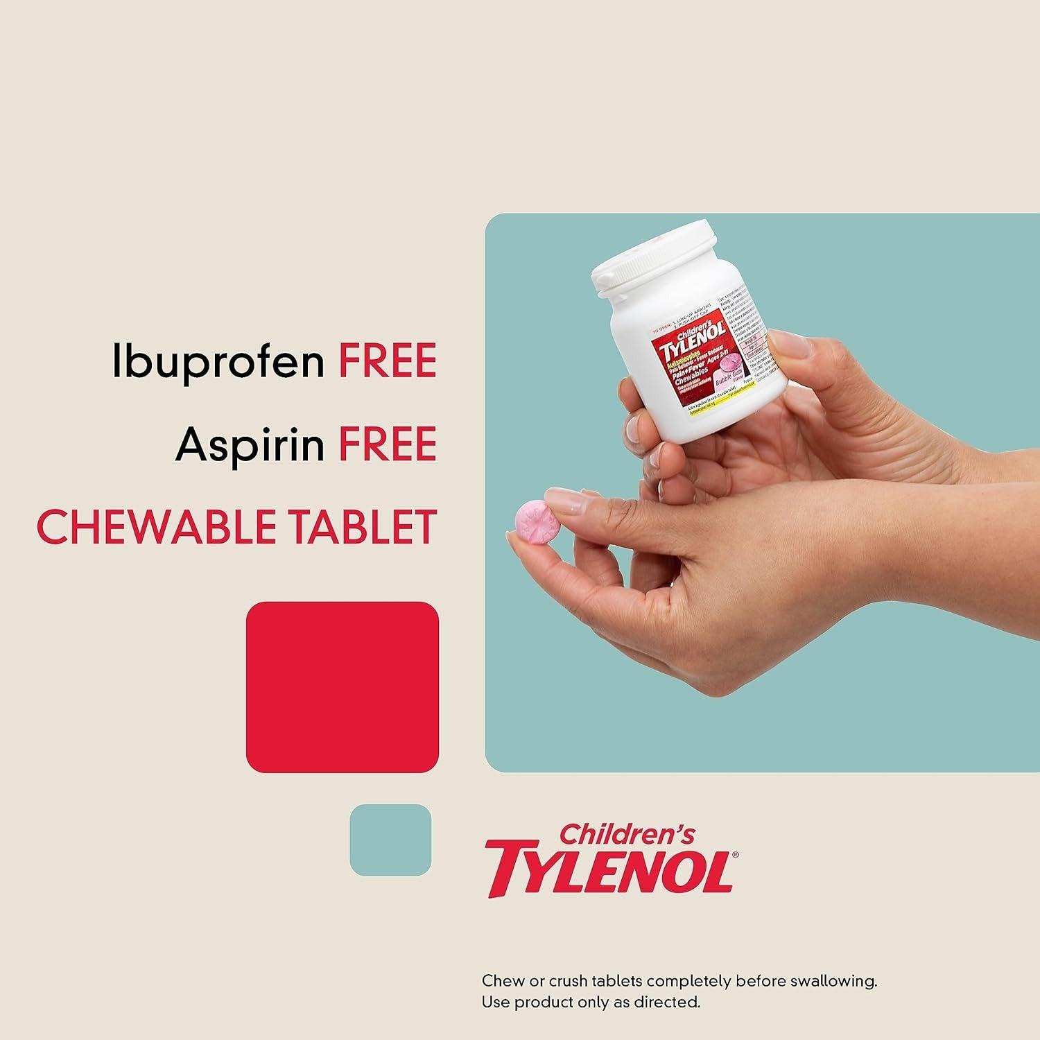 Tylenol Children's Pain + Fever Relief Chewables Bubble Gum - 24 Ct - Shop Home Med