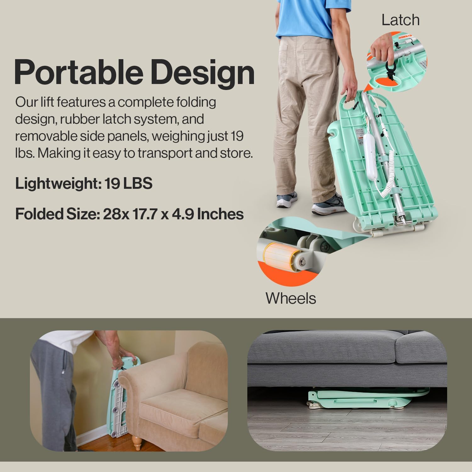 SuperHandy GoRise LT Portable Floor Lift - Lightweight 330Lbs Capacity IP68 Waterproof