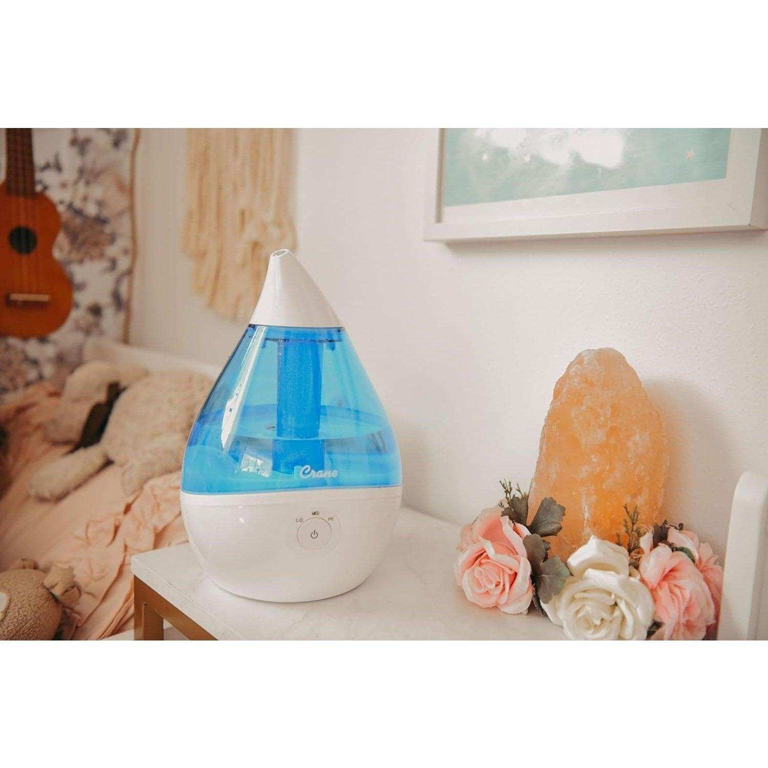 Crane Droplet Ultrasonic Cool Mist Humidifier Blue/White - 0.5 Gallon - Shop Home Med