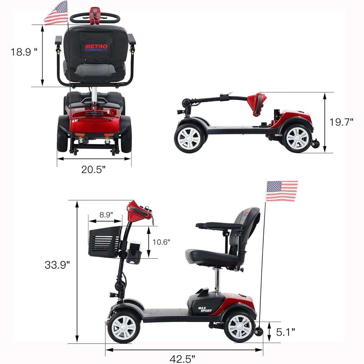 Metro Mobility Max Sport Series 4-Wheel Travel Mobility Scooter - Shop Home Med