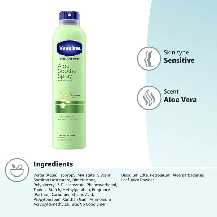 Vaseline Intensive Care Aloe Soothe Spray Body Lotion - 6.5 oz