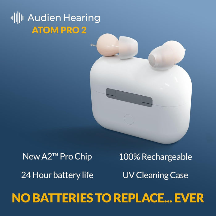 Audien Hearing Atom Pro 2 Wireless Rechargeable OTC Hearing Aid