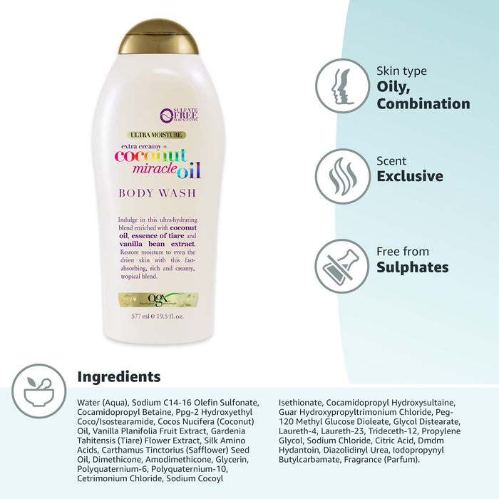 Ogx Extra Creamy + Coconut Miracle Oil Body Wash - 19.5 Oz