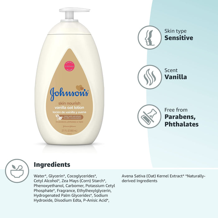 Johnson's Skin Nourishing Baby Body Lotion Body Wash with Vanilla & Oat Extract