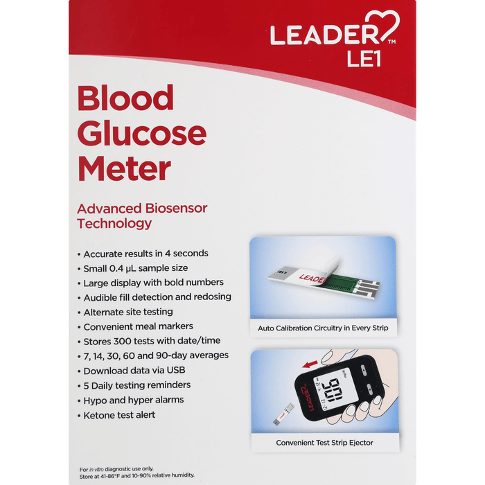 Leader LE1 Blood Glucose Meter with Advanced Biosensor Technology