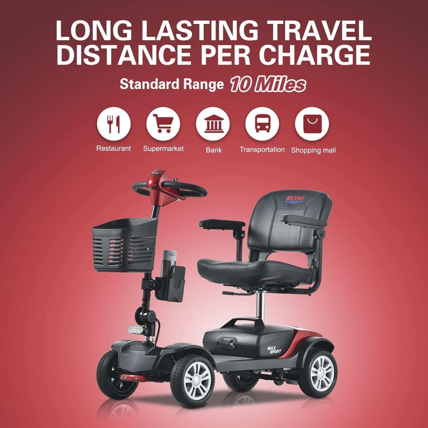 Metro Mobility Max Sport Series 4-Wheel Travel Mobility Scooter - Shop Home Med
