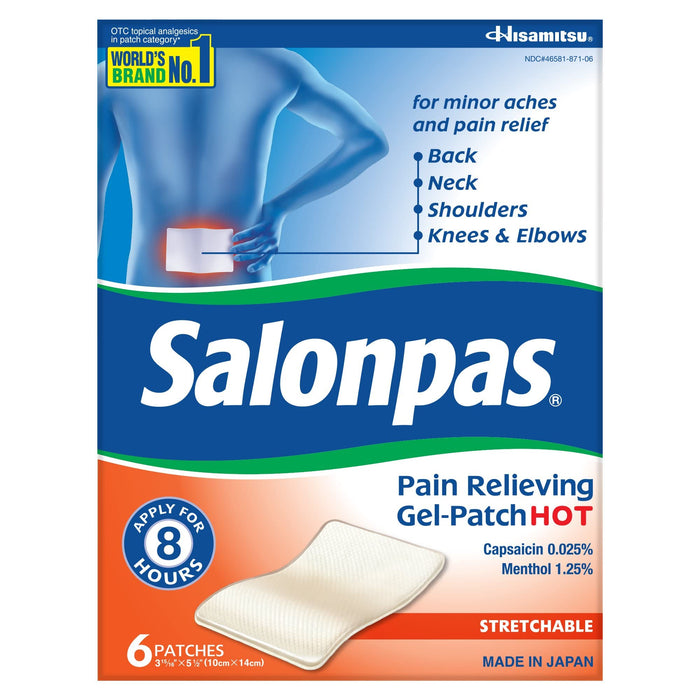 Salonpas Pain Relieving Adhesive Gel-Patch Hot - 6 Ct