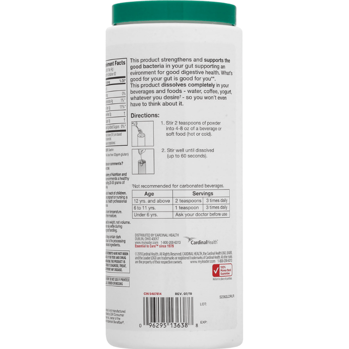 Suplemento de fibra prebiótica en polvo Leader Clear - 8,6 oz