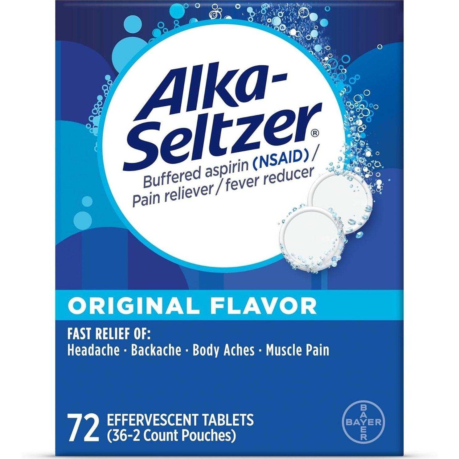 Alka-Seltzer Effervescent Aspirin Pain Relief Tablets Original - 72ct - Shop Home Med