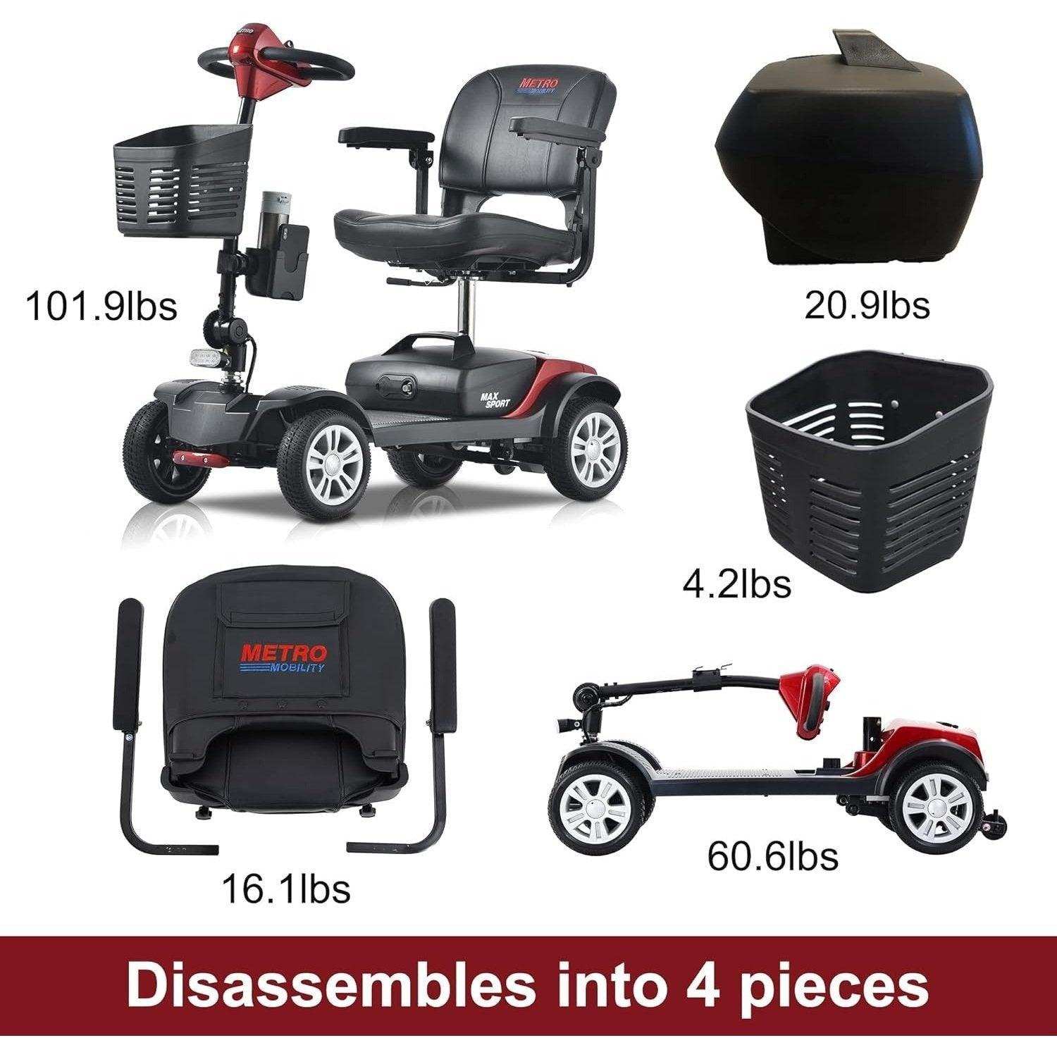 Metro Mobility Max Sport Series 4-Wheel Travel Mobility Scooter - Shop Home Med