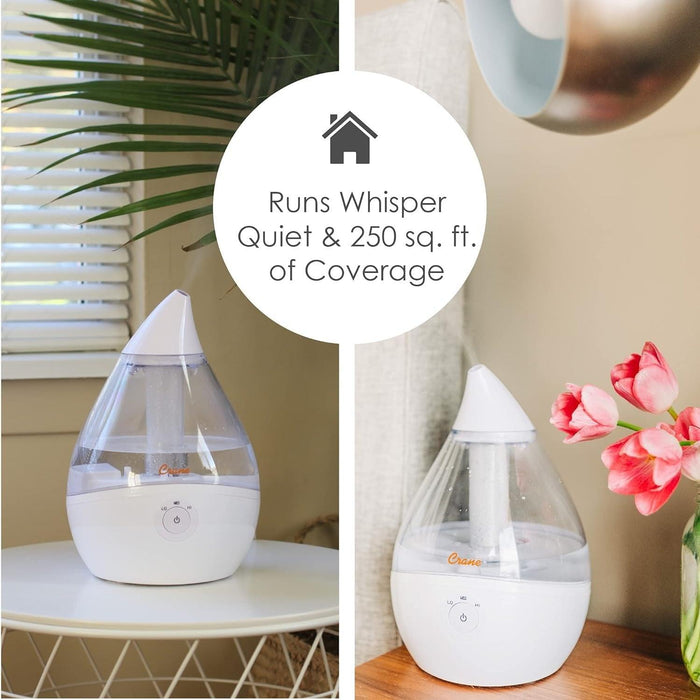 Crane Droplet Ultrasonic Cool Mist Humidifier Clear/White - 0.5 Gallon - Shop Home Med