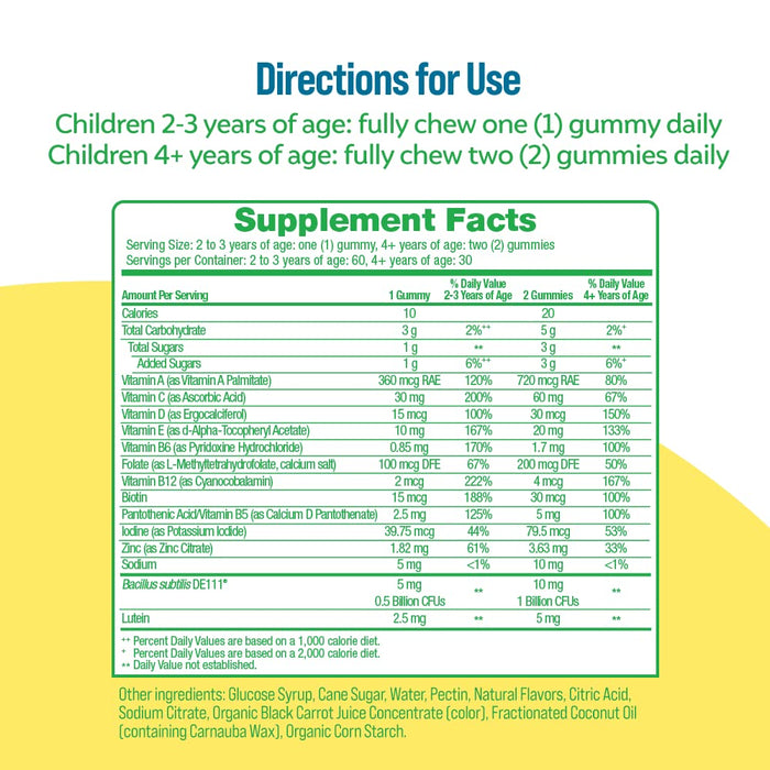 Culturelle Kids Multivitamin + Probiotic Gummies with Lutein Peach-Orange & Mixed Berry - 60 Ct