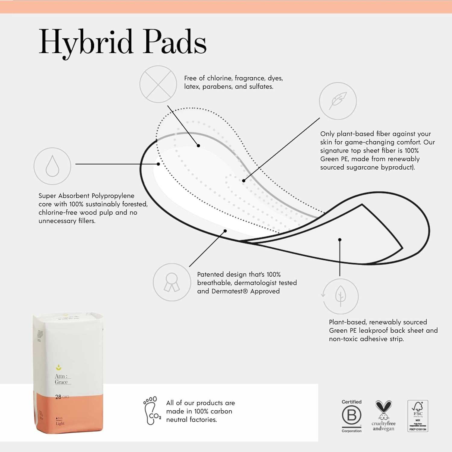 Attn Grace Light Hybrid Pads for Bladder Leaks and Period Flow