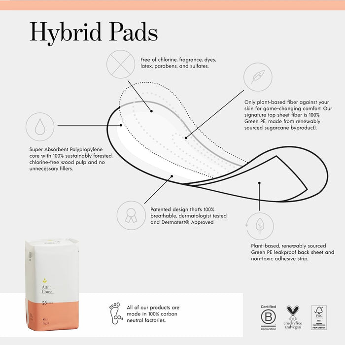 Attn Grace Light Hybrid Pads for Bladder Leaks and Period Flow