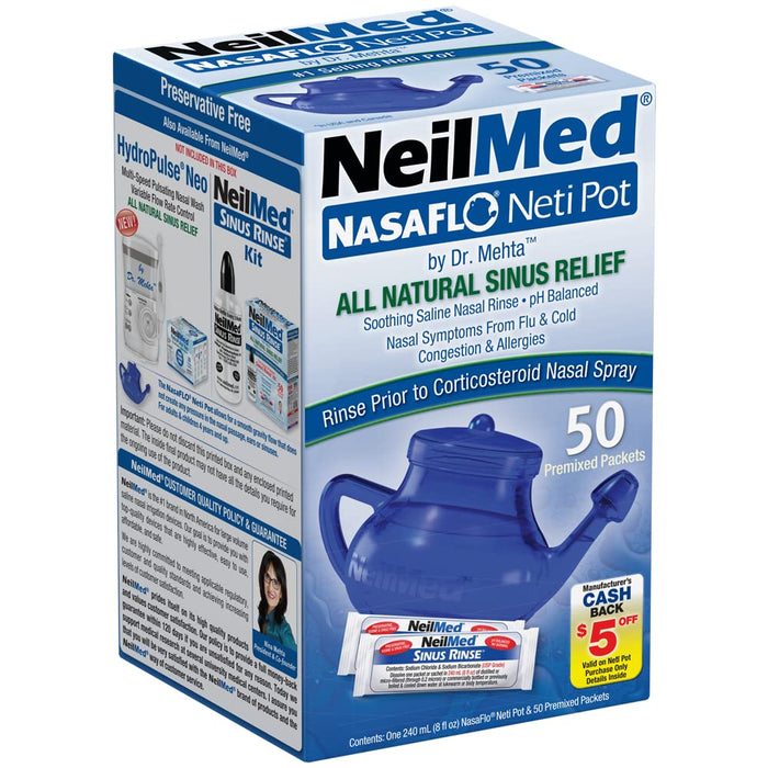 NeilMed NasaFlo Neti Pot Sinus Relief Nasal Wash System