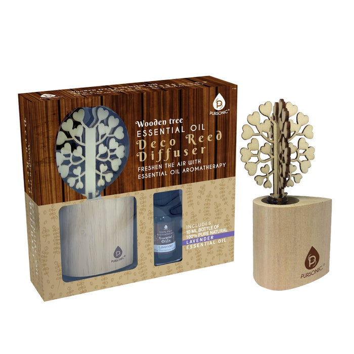 Pursonic 3D Wooden Standard Tree Reed Diffuser with Essential Oil