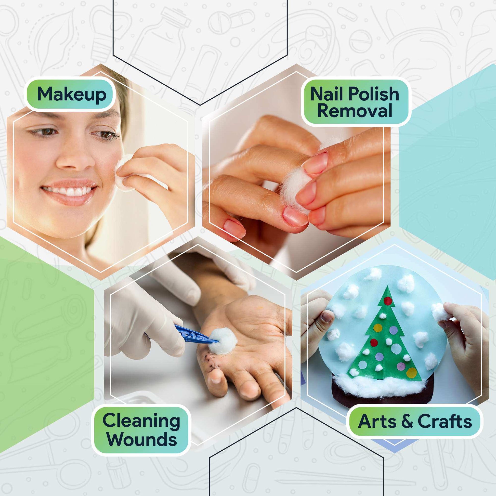 FifthPulse Premium Cotton Balls 100% Pure Cotton for Versatile Use