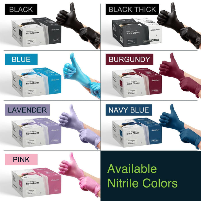FifthPulse Medical Exam Blue Nitrile Gloves - 10 Boxes of 100 Ct