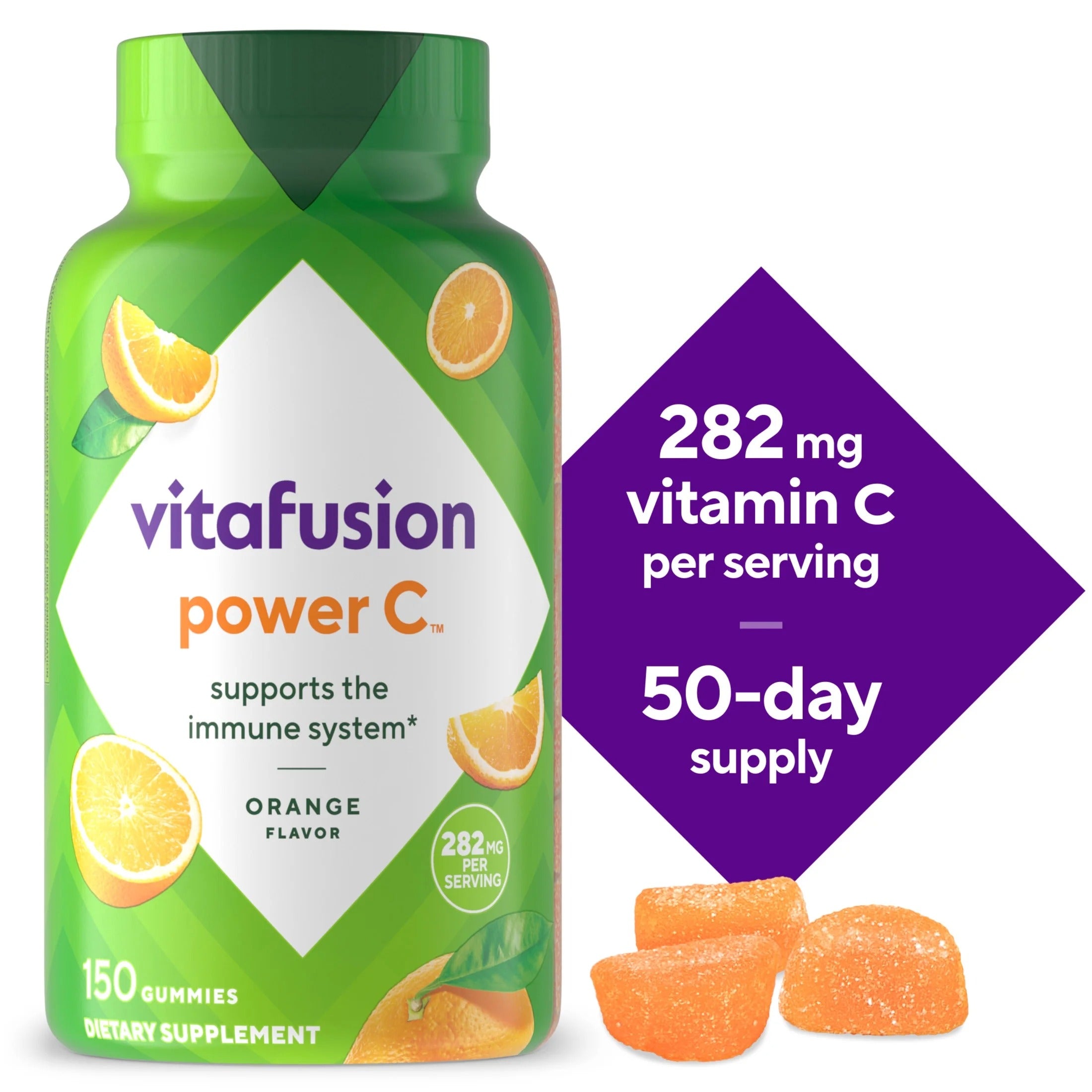 Gomitas de vitamina C Vitafusion Power C para reforzar el sistema inmunitario con sabor naranja 