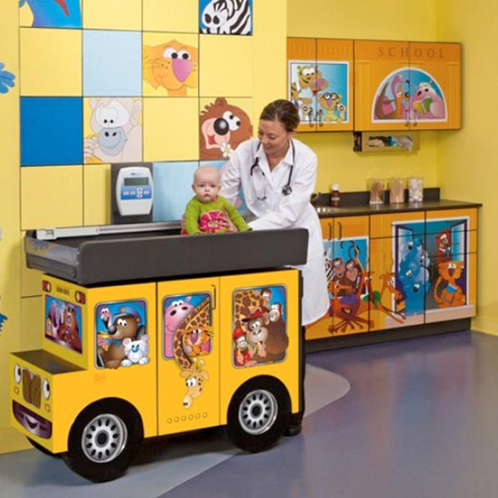 Clinton Complete Zoo Bus Exam Room - Pediatric Scale Table and Cabinets