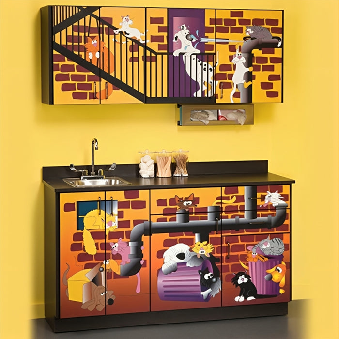 Clinton Complete Pediatric Alley Cats and Dogs Treatment Table and Cabinets - Exam Room