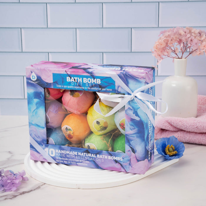 Pursonic Handmade Natural and Organic Bath Bombs - 10 Ct