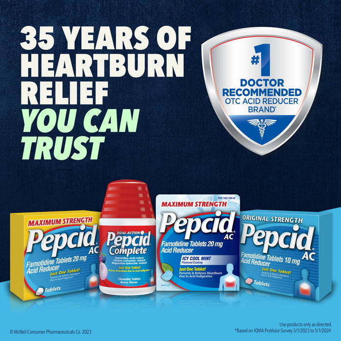 Pepcid AC Heartburn Prevention & Relief with Famotidine Tablets