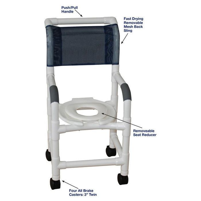 MJM International Small Adult/Pediatric PVC Shower Chair w/ Seat Reducer