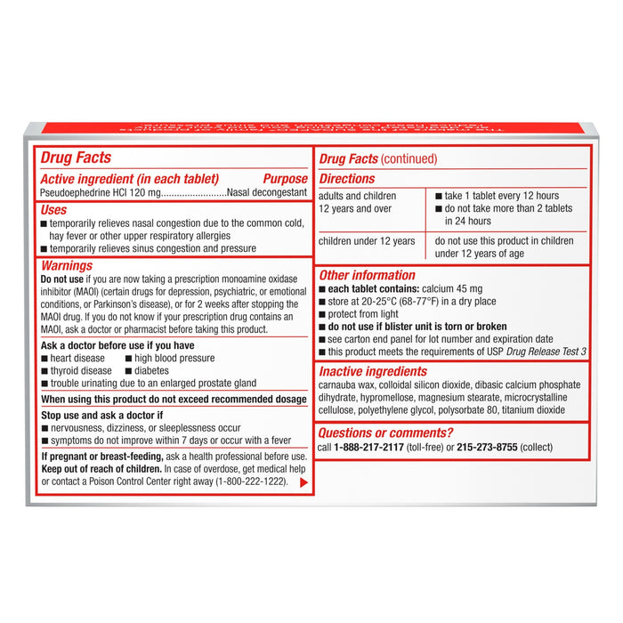 Sudafed Maximum Strength 12 Hour Sinus Congestion Relief Caplets