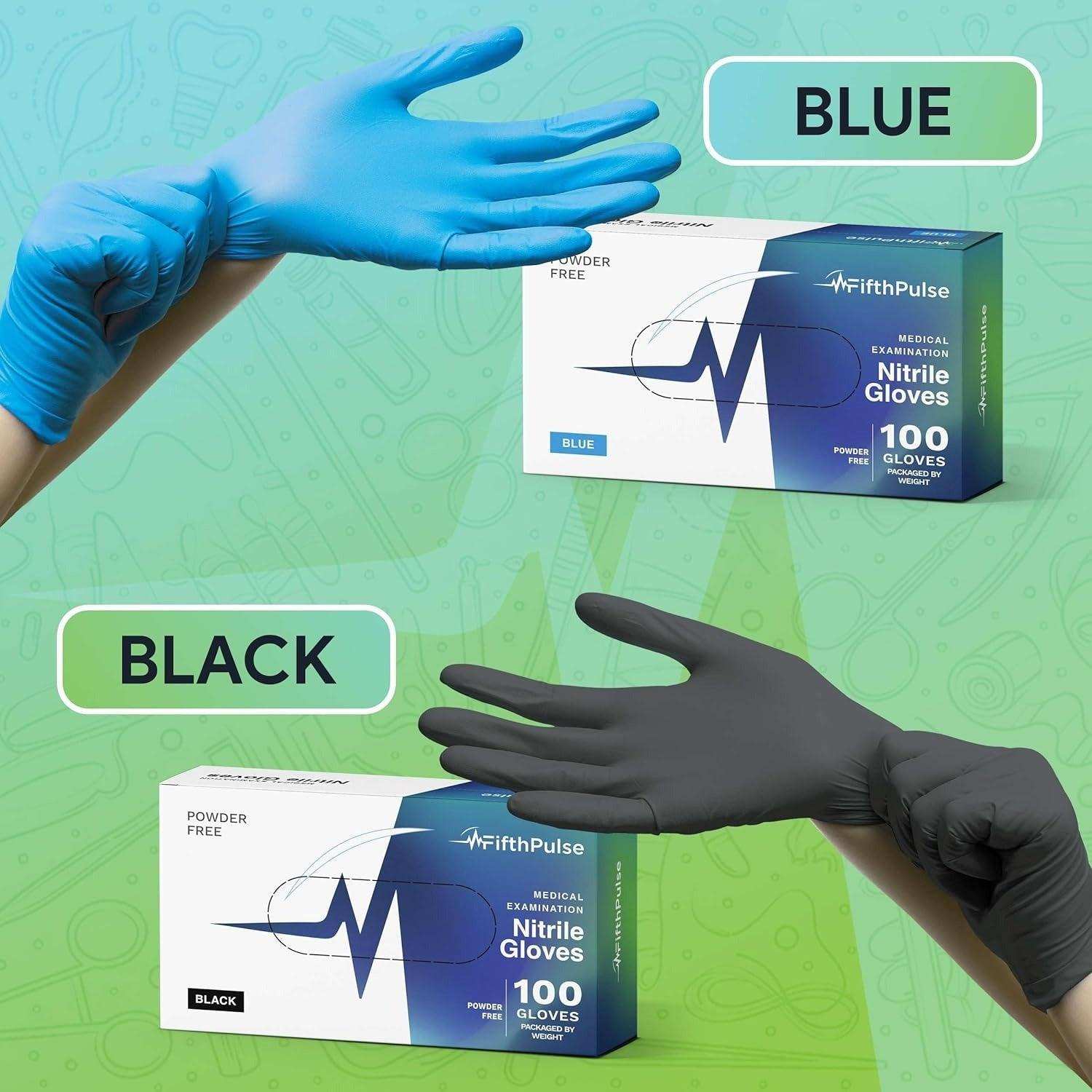 FifthPulse Medical Exam Blue Nitrile Gloves - 10 Boxes of 100 Ct - Shop Home Med