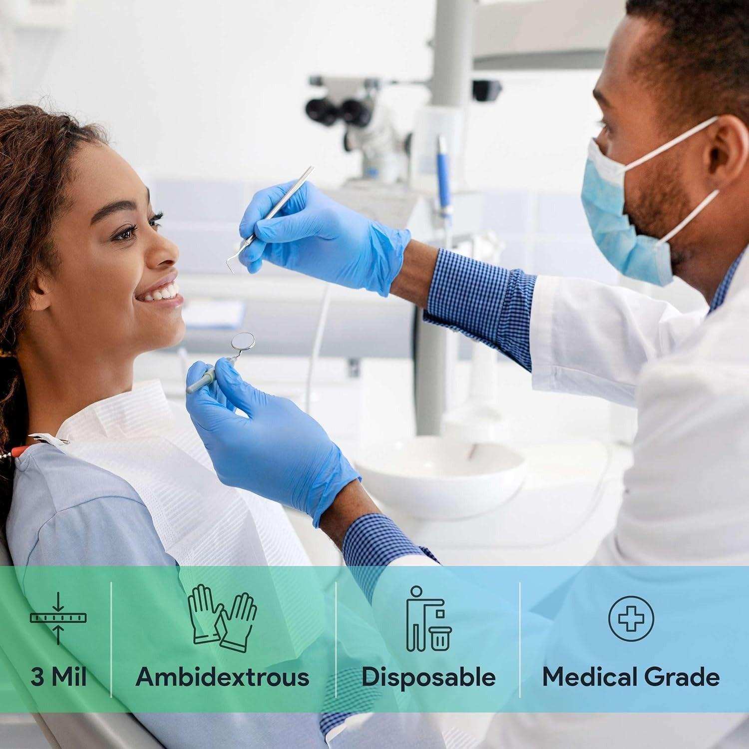 FifthPulse Medical Exam Blue Nitrile Gloves - 10 Boxes of 100 Ct - Shop Home Med