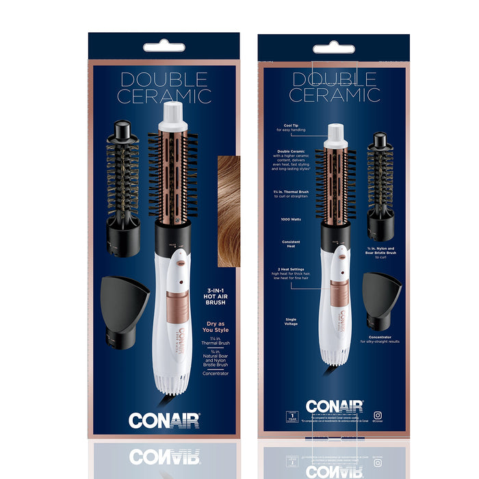 Conair Double Ceramic 3-in-1 Hot Air Hair Brush