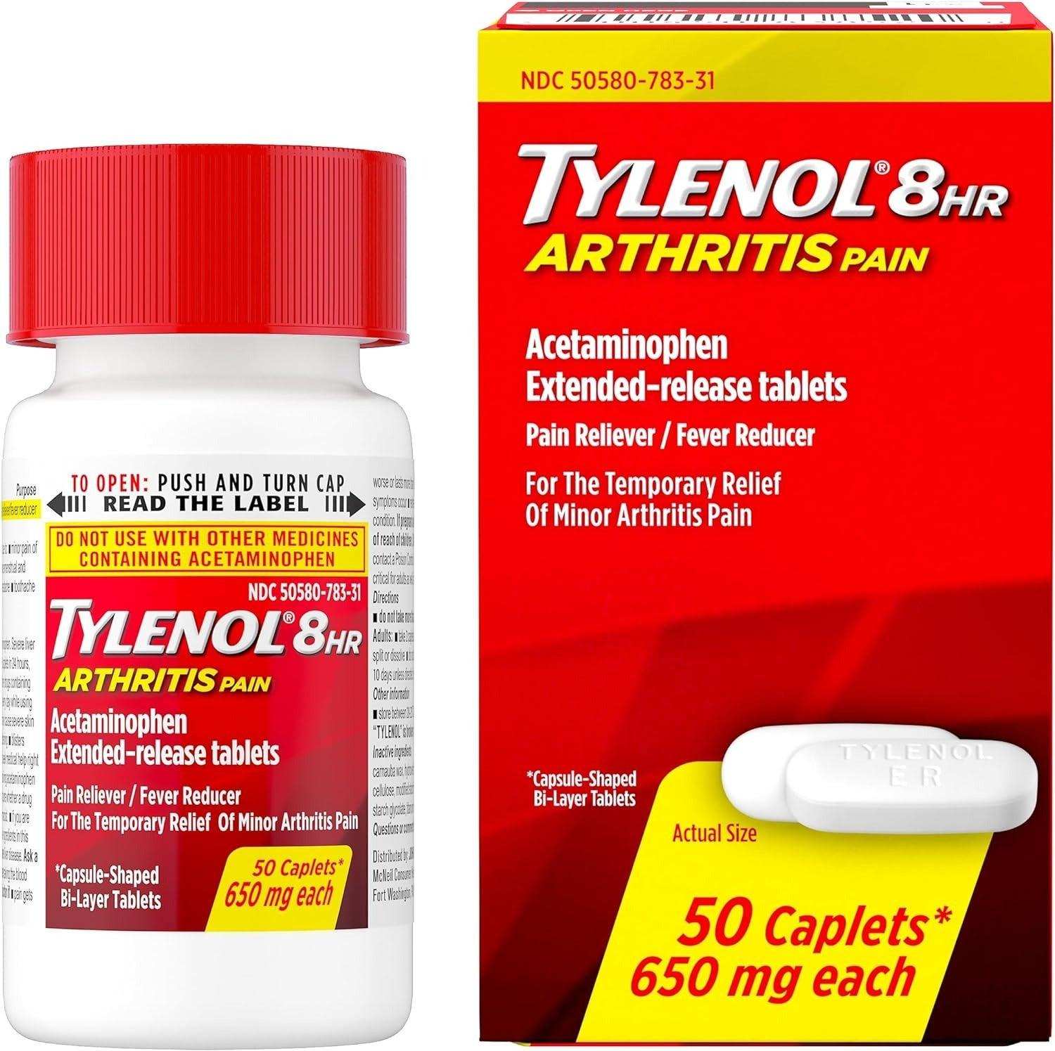 Tylenol 8 Hour Arthritis & Joint Pain Acetaminophen Tablets - 50 Ct - Shop Home Med