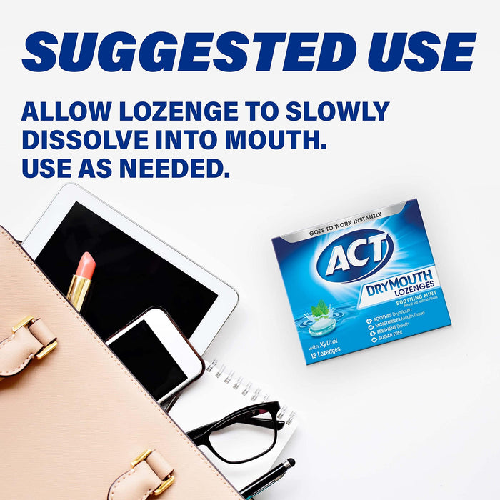 ACT Dry Mouth Lozenges with Xylitol - Soothing Mint