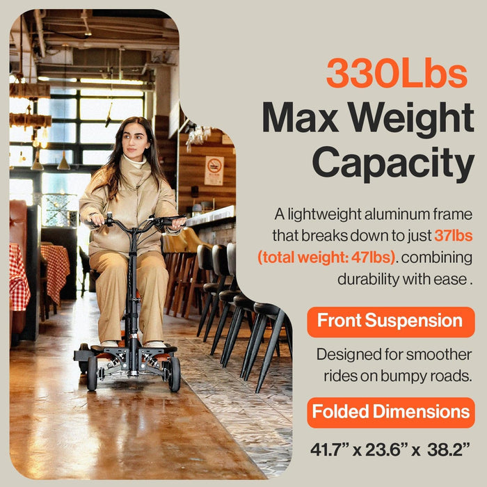 SuperHandy 4-Wheels Passport Pro Mobility Scooter Mobility Scooter - Foldable 48V Li-Ion Battery 330lbs Load