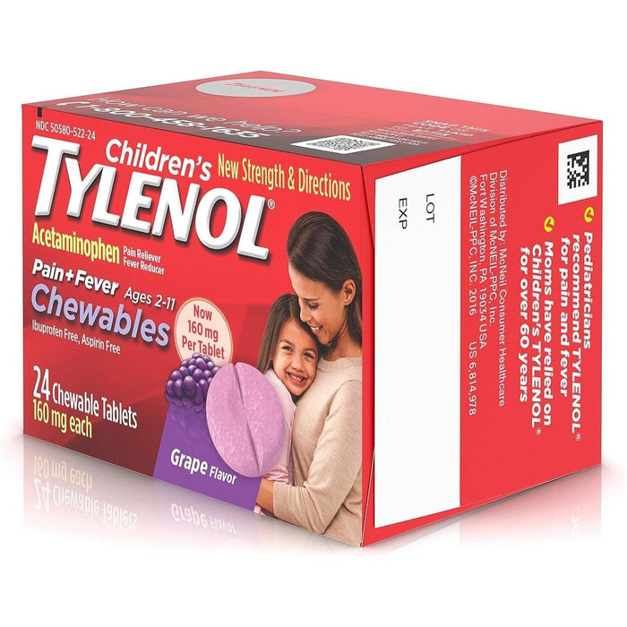 Tylenol Children's Pain + Fever Relief Chewables Grape - 24 Count