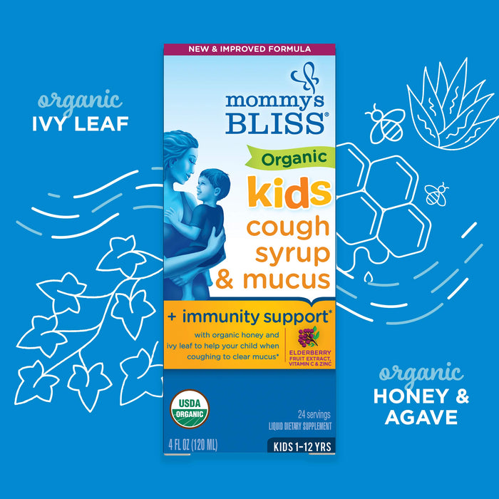 Mommy's Bliss Organic Kids Cough Syrup + Immunity Support 1-12 Years