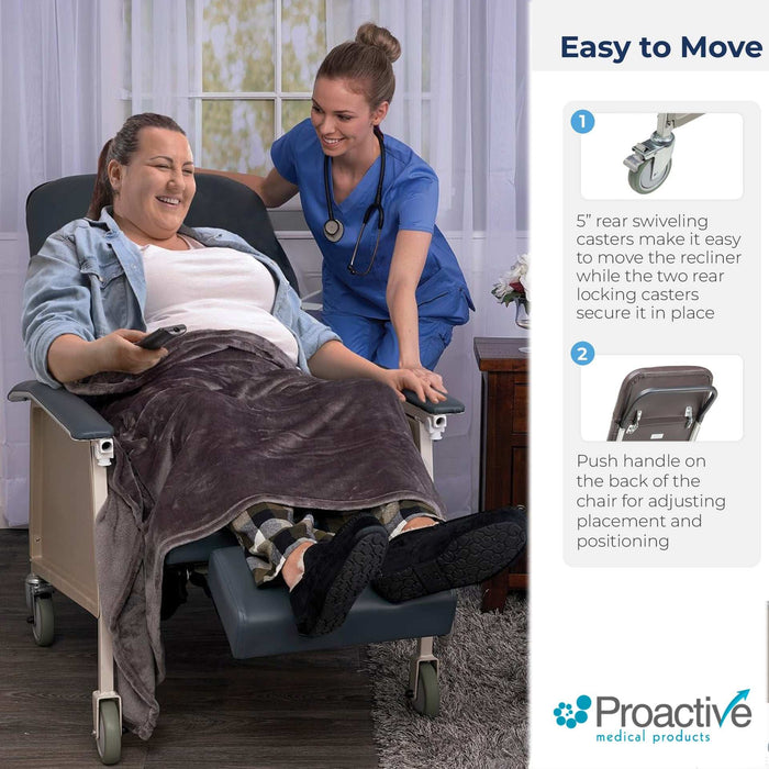 Proactive 3-Position Geri Chair Recliner with Meal Tray - 250 lbs Weight Capacity