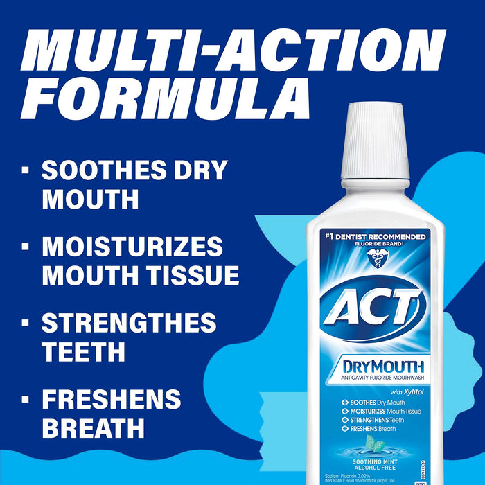 ACT Dry Mouth Anticavity Fluoride Mouthwash - Soothing Mint