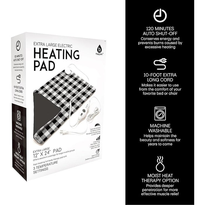 Pursonic Electric Heating Pad for Back Pain and Cramps Relief