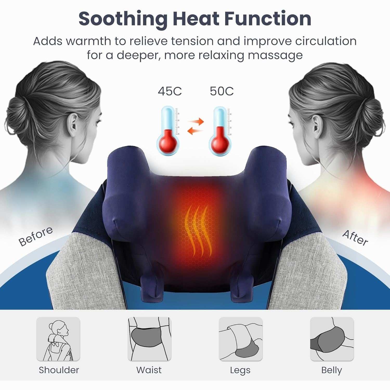 Miko Wave Shiatsu Neck and Back Massager with Heat