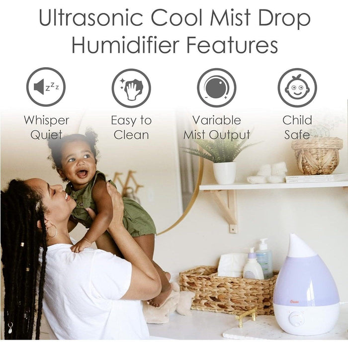 Crane Ultrasonic Drop Cool Mist Humidifier White - 1 Gallon