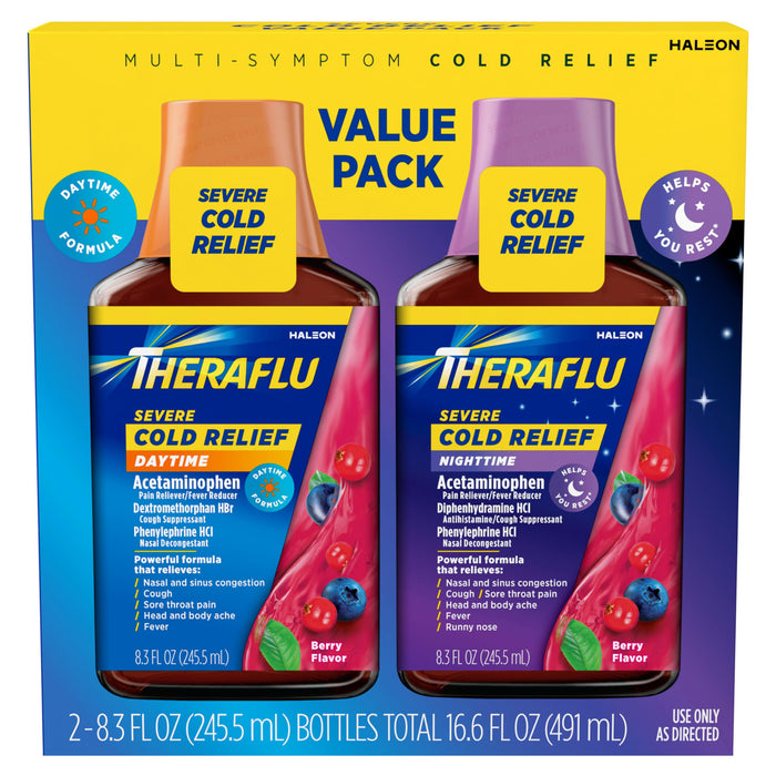 Theraflu ExpressMax Day/Night Severe Cold & Cough Relief Syrup - Berry Burst