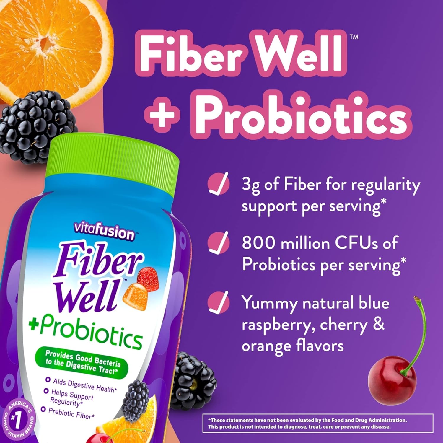 Gomitas Vitafusion Fiber Well + Probióticos para adultos 