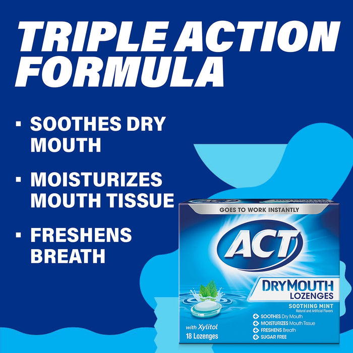 ACT Dry Mouth Lozenges with Xylitol - Soothing Mint