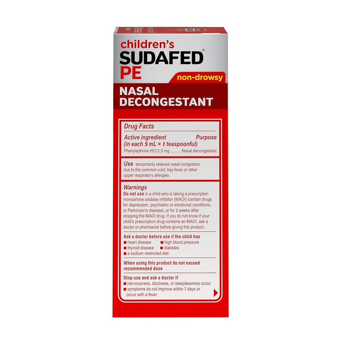 Sudafed PE Children's Nasal Decongestant Liquid Medicine - Berry