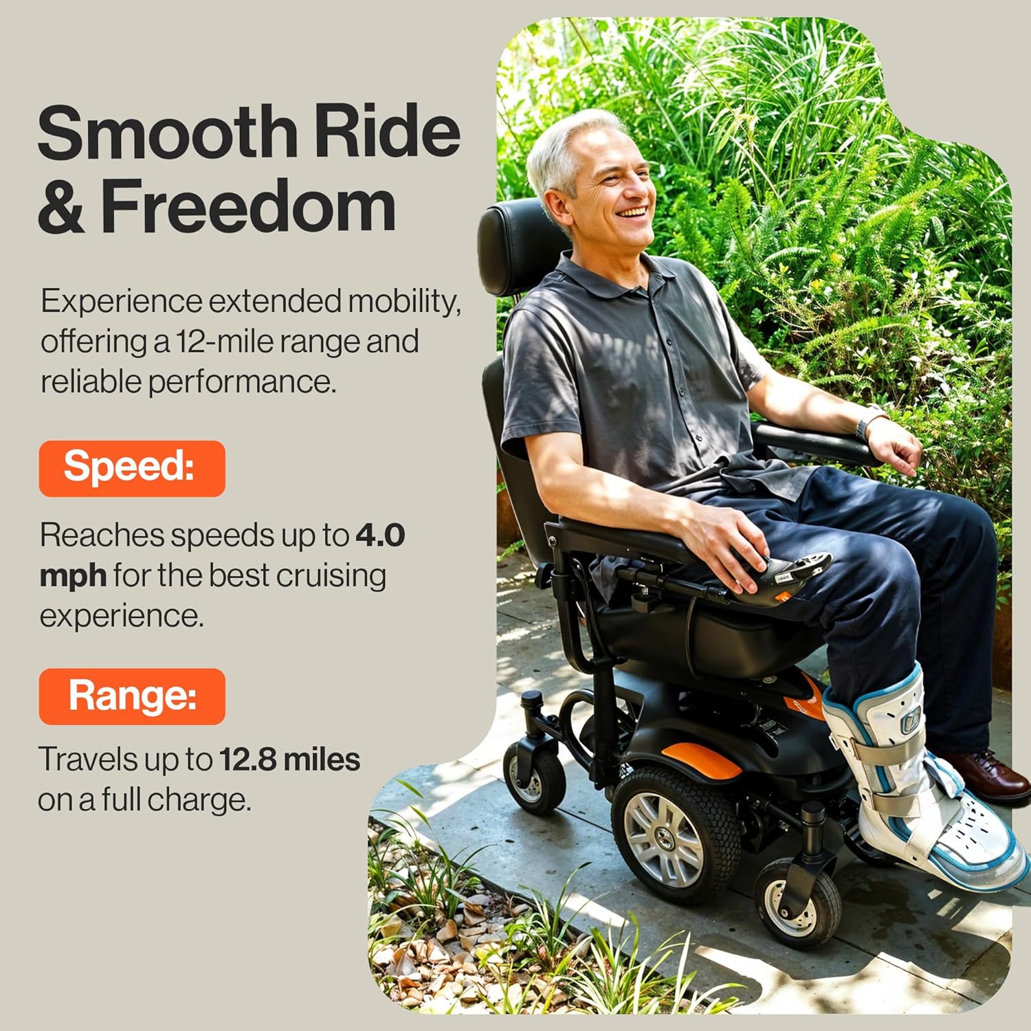 SuperHandy GoRide CRX Powerchair - 300lb Capacity Mid-Wheel Drive 12.8 Mile Range Power Wheelchair