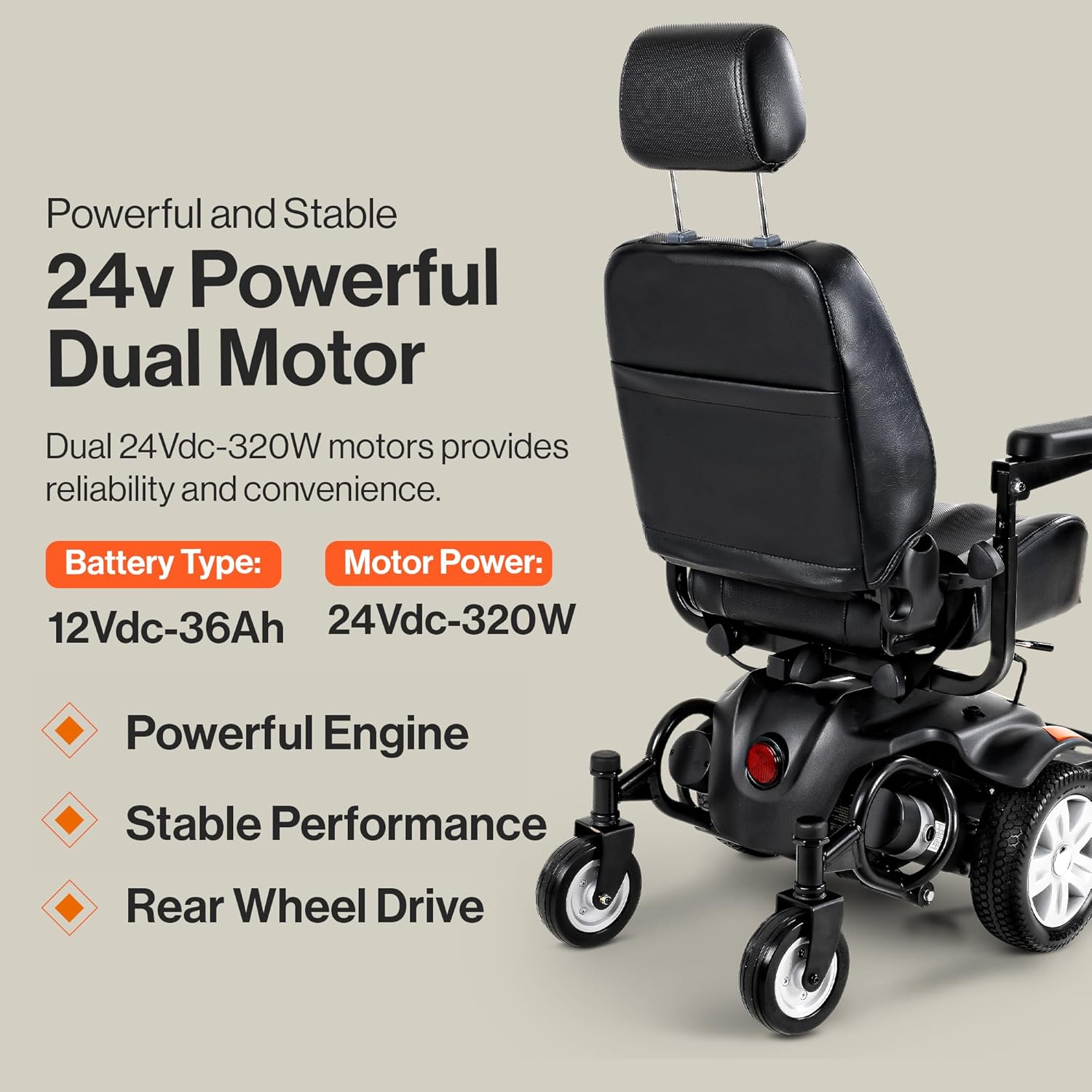 SuperHandy GoRide CRX Powerchair - 300lb Capacity Mid-Wheel Drive 12.8 Mile Range Power Wheelchair