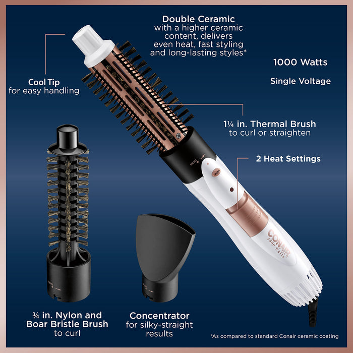 Conair Double Ceramic 3-in-1 Hot Air Hair Brush