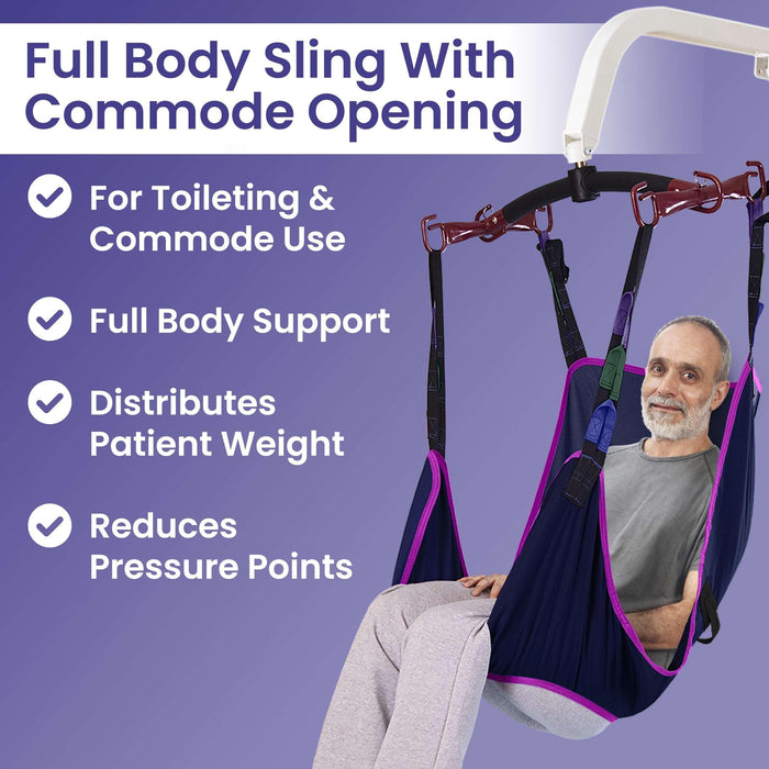 Medacure Universal Full Body Patient Lift Sling with Commode – Small